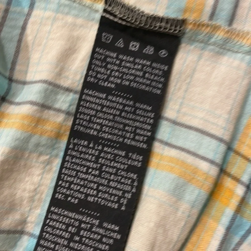 Harley Davidson capped sleeve white/blue/orange plaid embroidered logo top XS - Picture 8 of 13